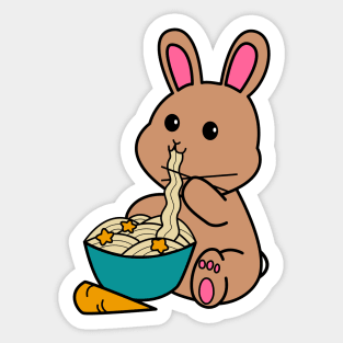 Chibi Bunny Eating Carrot Ramen  2.0 Sticker